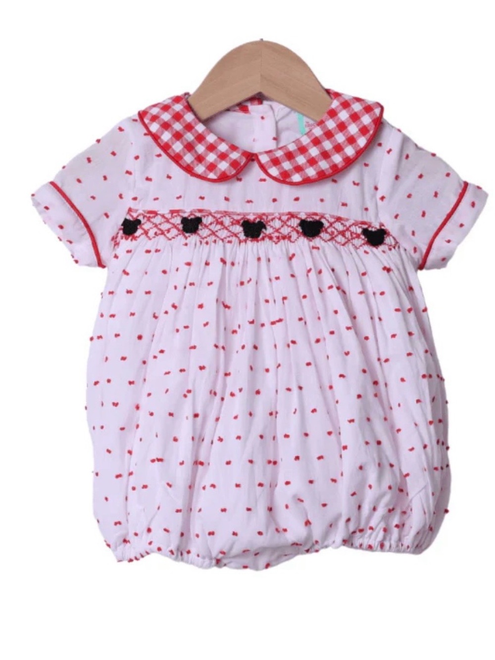 Mickey Mouse Smock bubble gingham and Swiss dot - 6month - the smocked flamingo